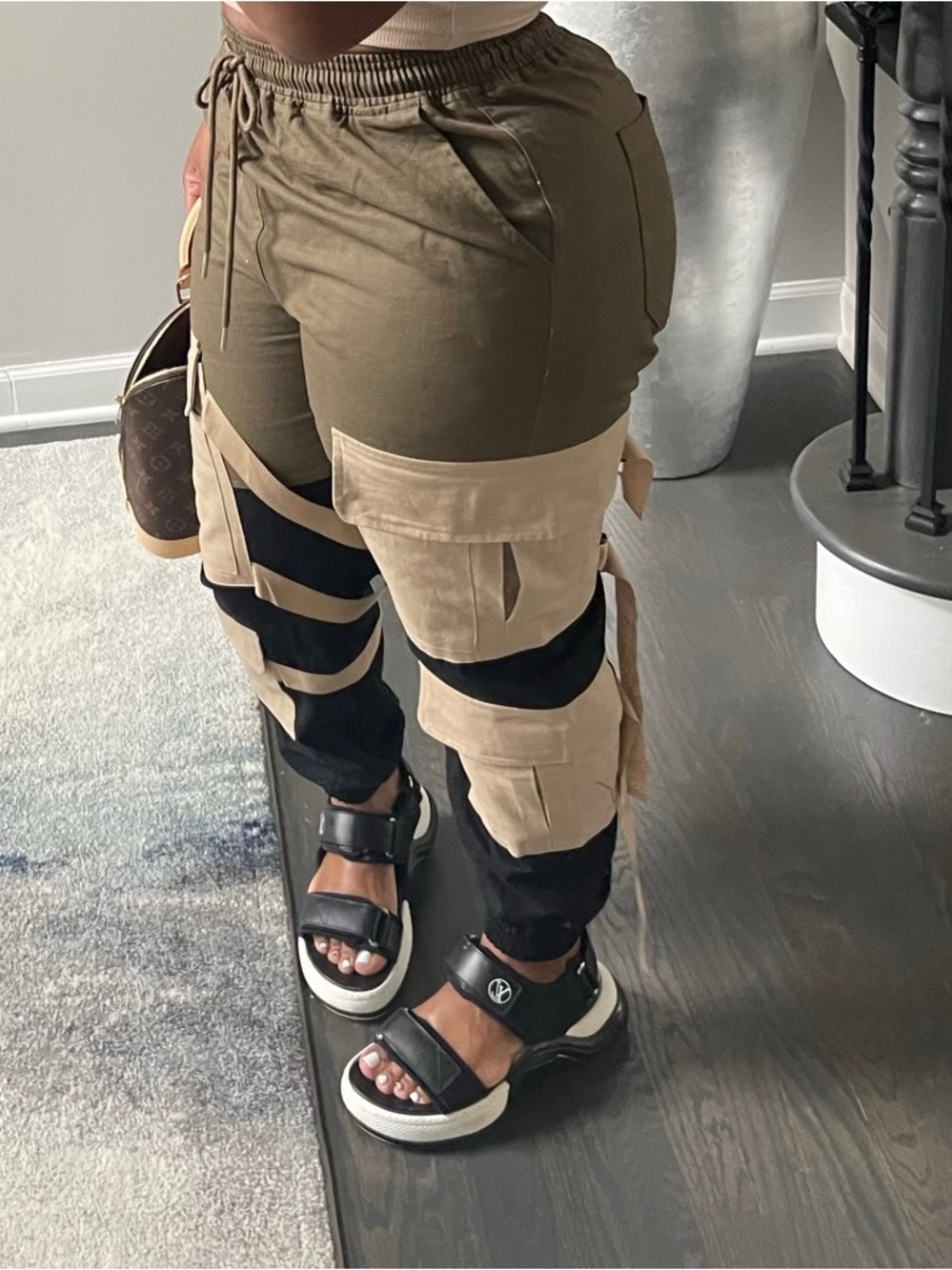 Utility Colorblock Cargo Joggers - Olive & Tan